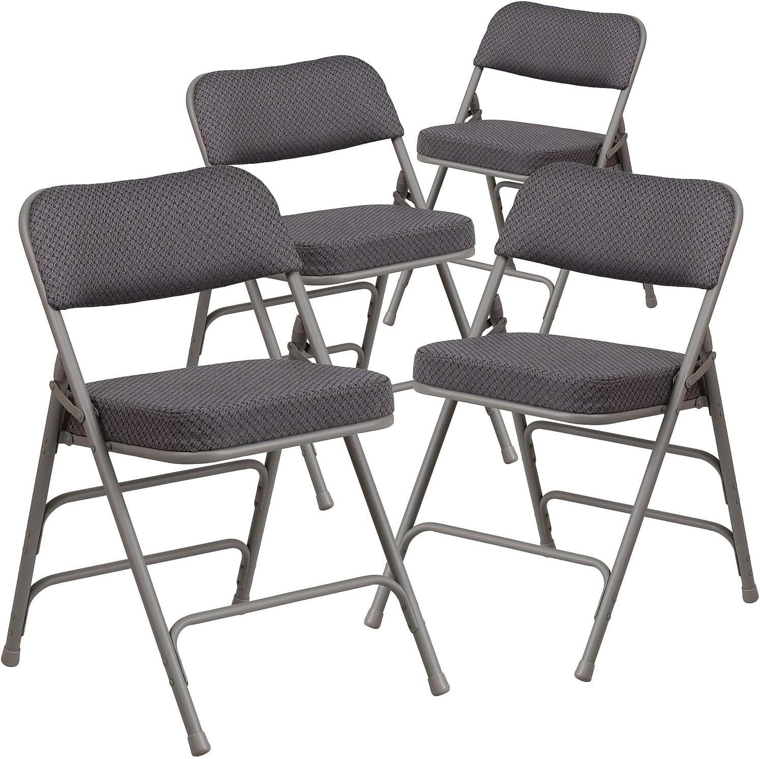 imageFlash Furniture 2 Pack HERCULES Series Premium Curved Triple Braced ampamp Double Hinged Burgundy Fabric Metal Folding ChairGrey