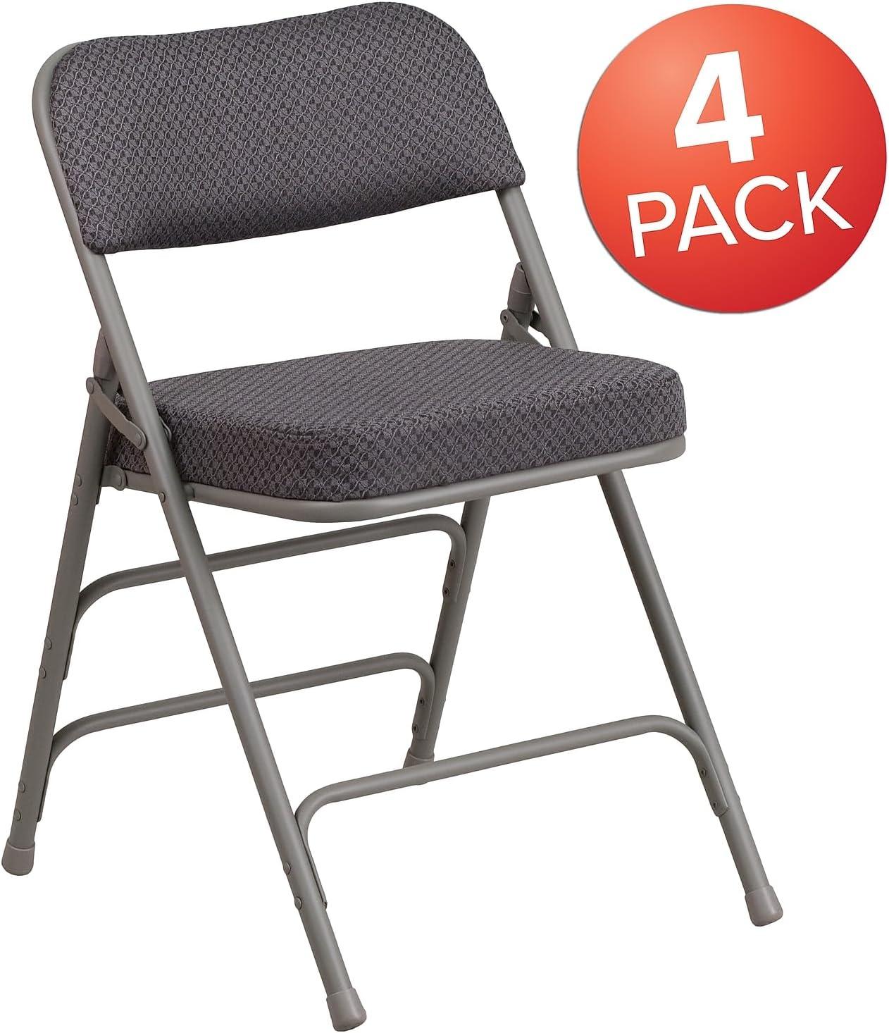 imageFlash Furniture 2 Pack HERCULES Series Premium Curved Triple Braced ampamp Double Hinged Burgundy Fabric Metal Folding ChairGrey