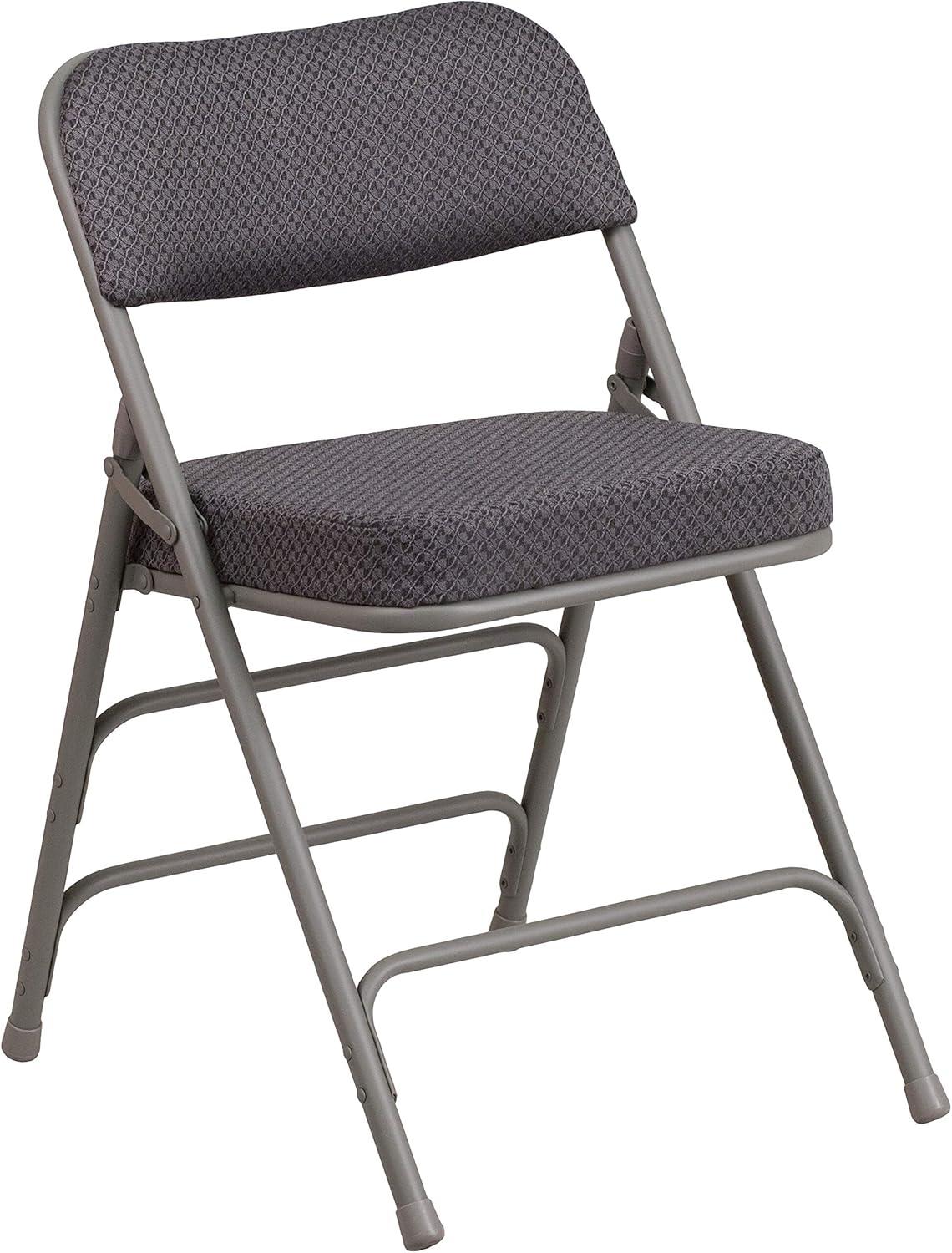 imageFlash Furniture 2 Pack HERCULES Series Premium Curved Triple Braced ampamp Double Hinged Burgundy Fabric Metal Folding ChairGrey