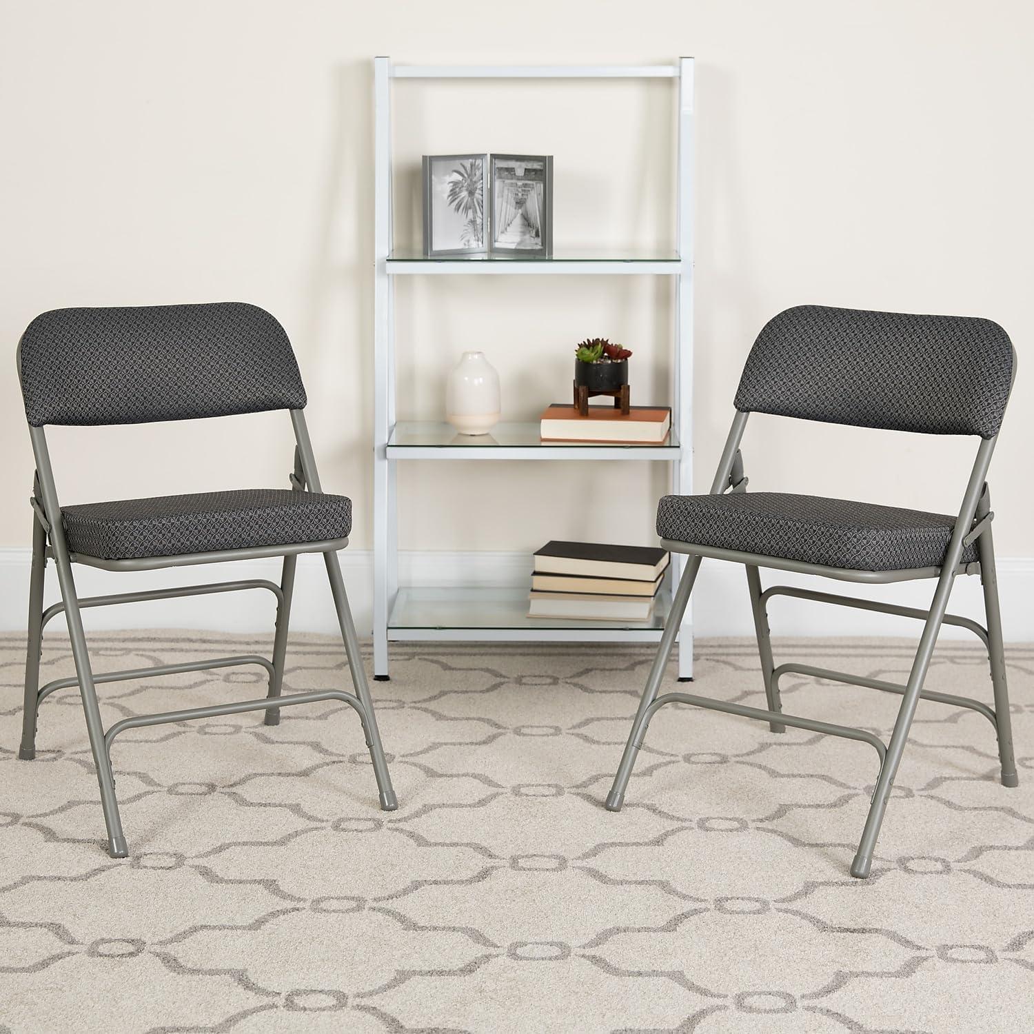 imageFlash Furniture 2 Pack HERCULES Series Premium Curved Triple Braced ampamp Double Hinged Burgundy Fabric Metal Folding ChairGrey