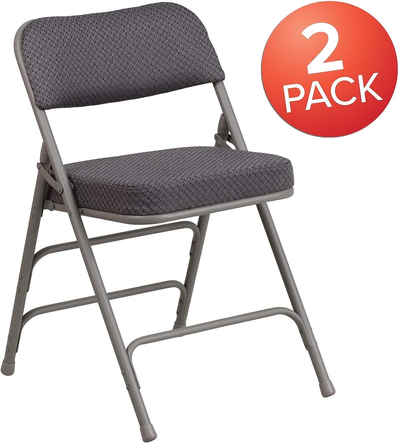 imageFlash Furniture 2 Pack HERCULES Series Premium Curved Triple Braced ampamp Double Hinged Burgundy Fabric Metal Folding ChairGrey