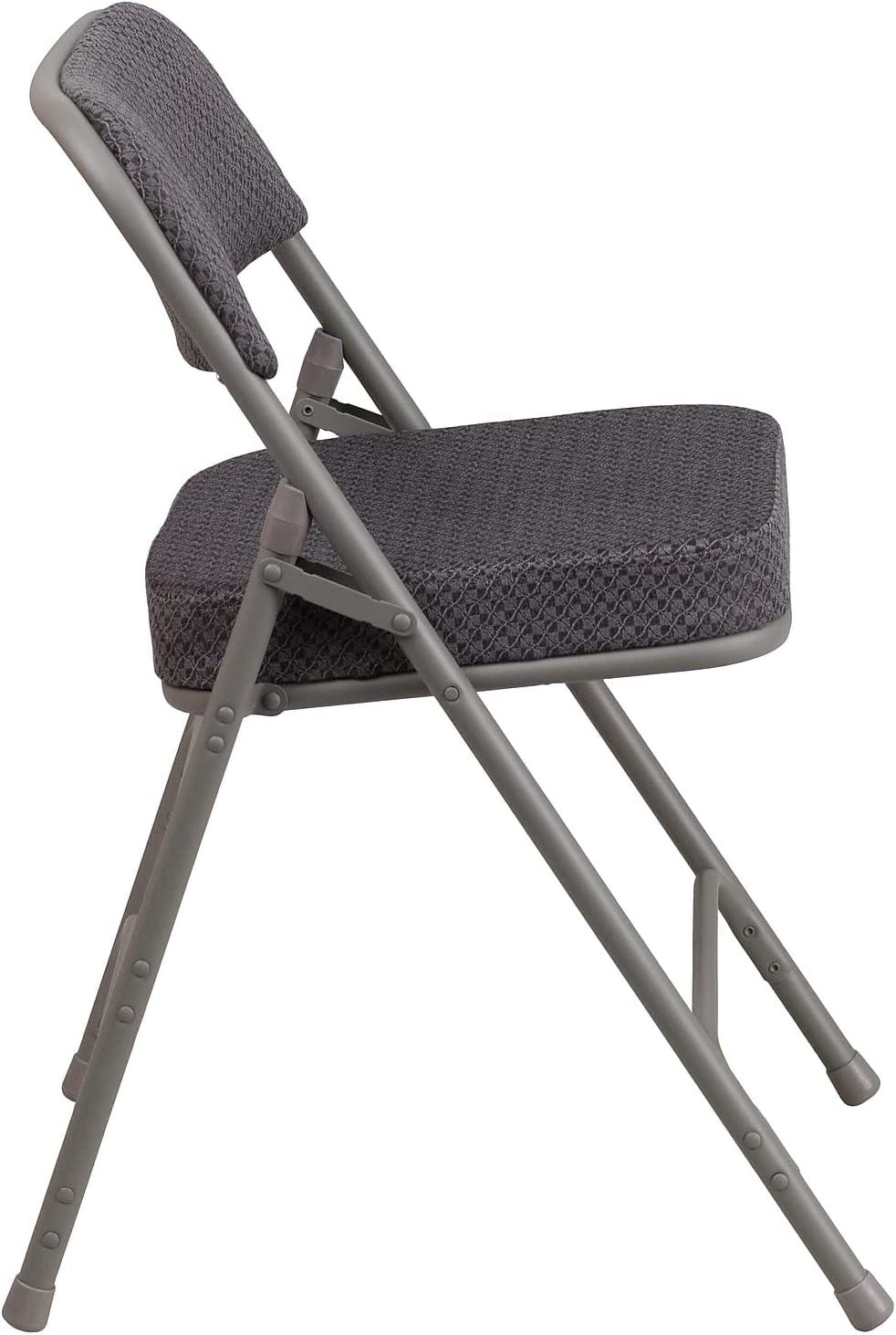 imageFlash Furniture 2 Pack HERCULES Series Premium Curved Triple Braced ampamp Double Hinged Burgundy Fabric Metal Folding ChairGrey