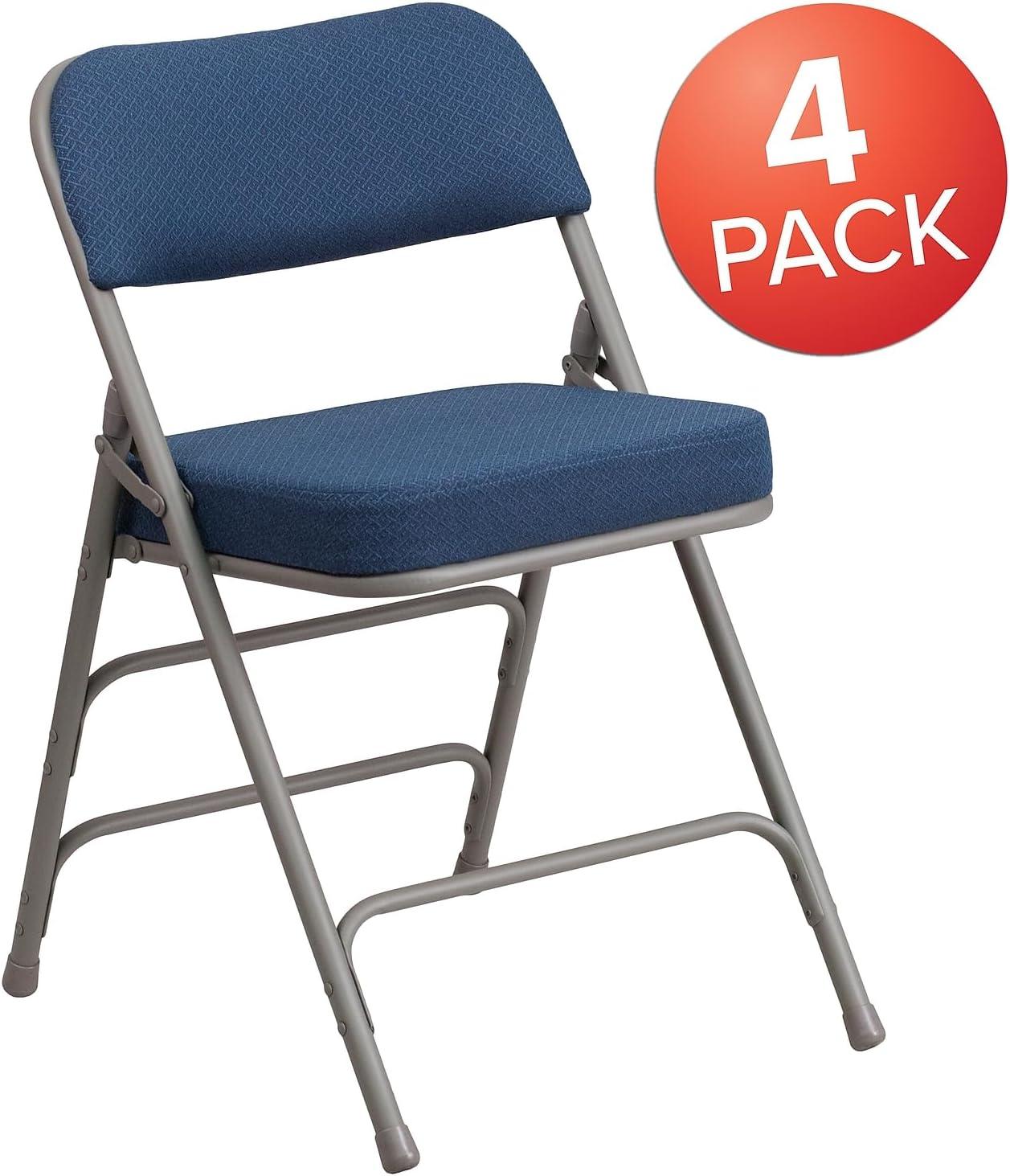 imageFlash Furniture 2 Pack HERCULES Series Premium Curved Triple Braced ampamp Double Hinged Burgundy Fabric Metal Folding ChairNavy
