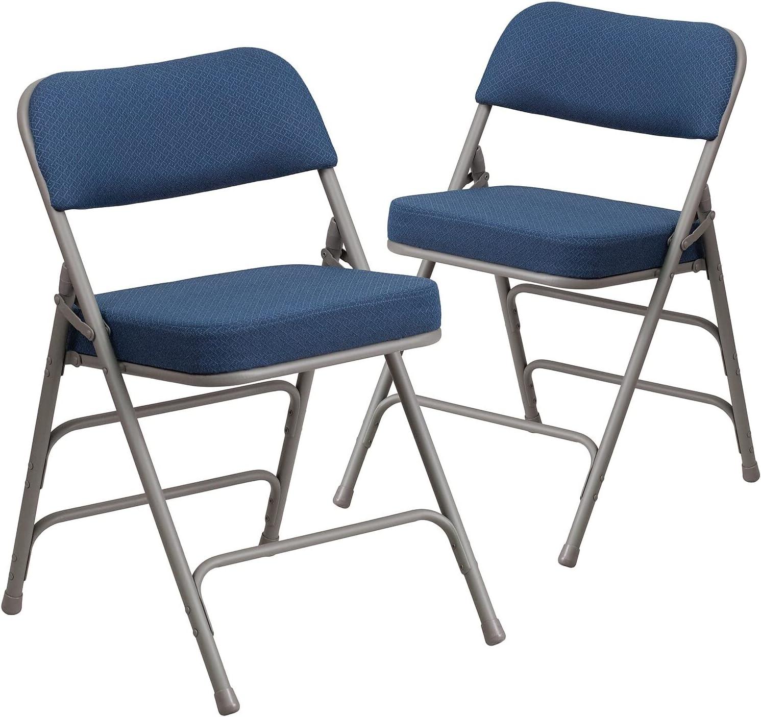 imageFlash Furniture 2 Pack HERCULES Series Premium Curved Triple Braced ampamp Double Hinged Burgundy Fabric Metal Folding ChairNavy