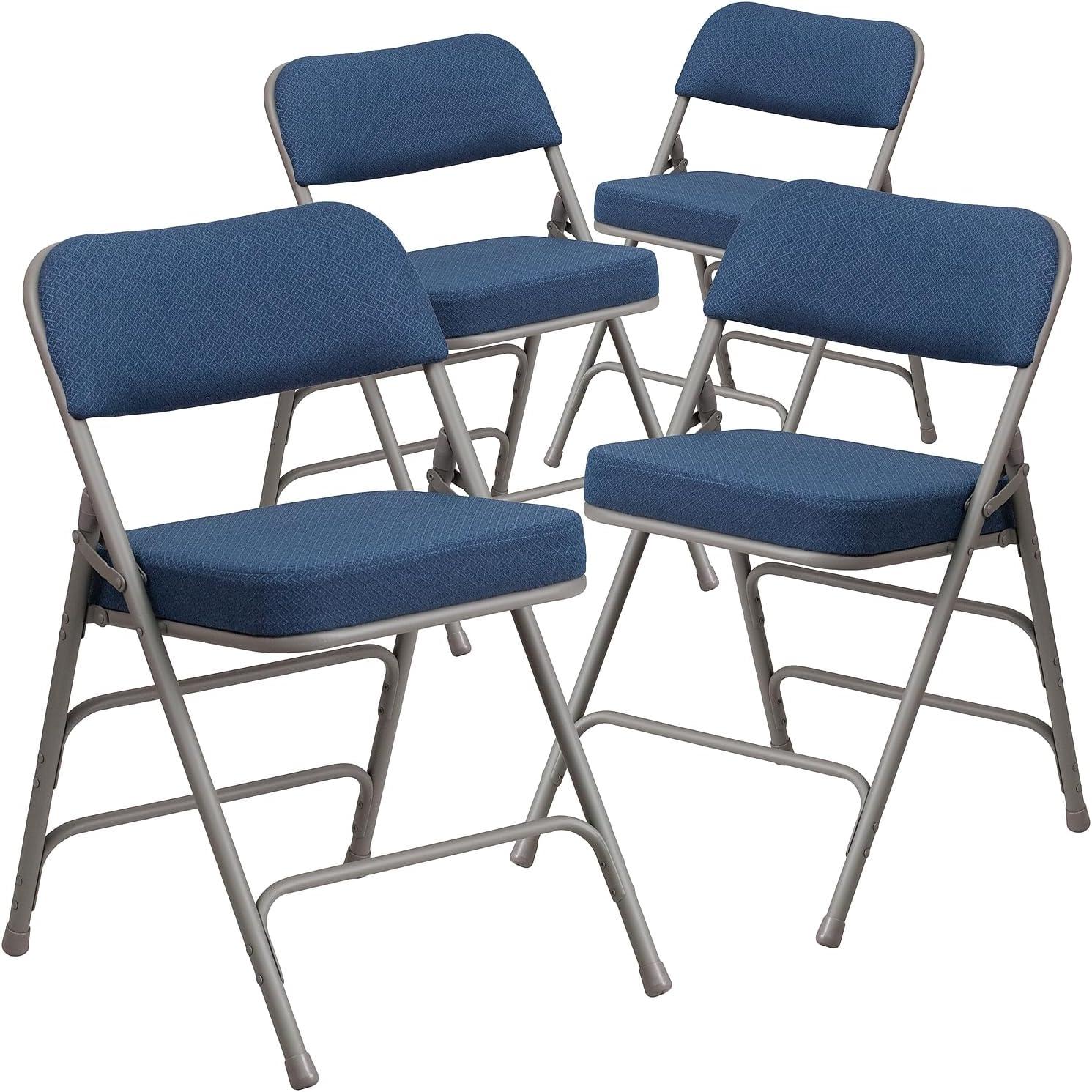 imageFlash Furniture 2 Pack HERCULES Series Premium Curved Triple Braced ampamp Double Hinged Burgundy Fabric Metal Folding ChairNavy