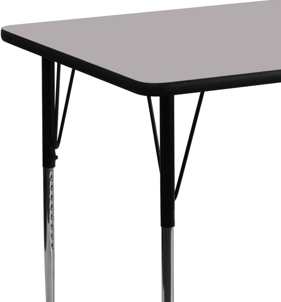 imageFlash Furniture 24W x 48L Rectangular Oak Thermal Laminate Activity Table Standard Height Adjustable LegsGrey