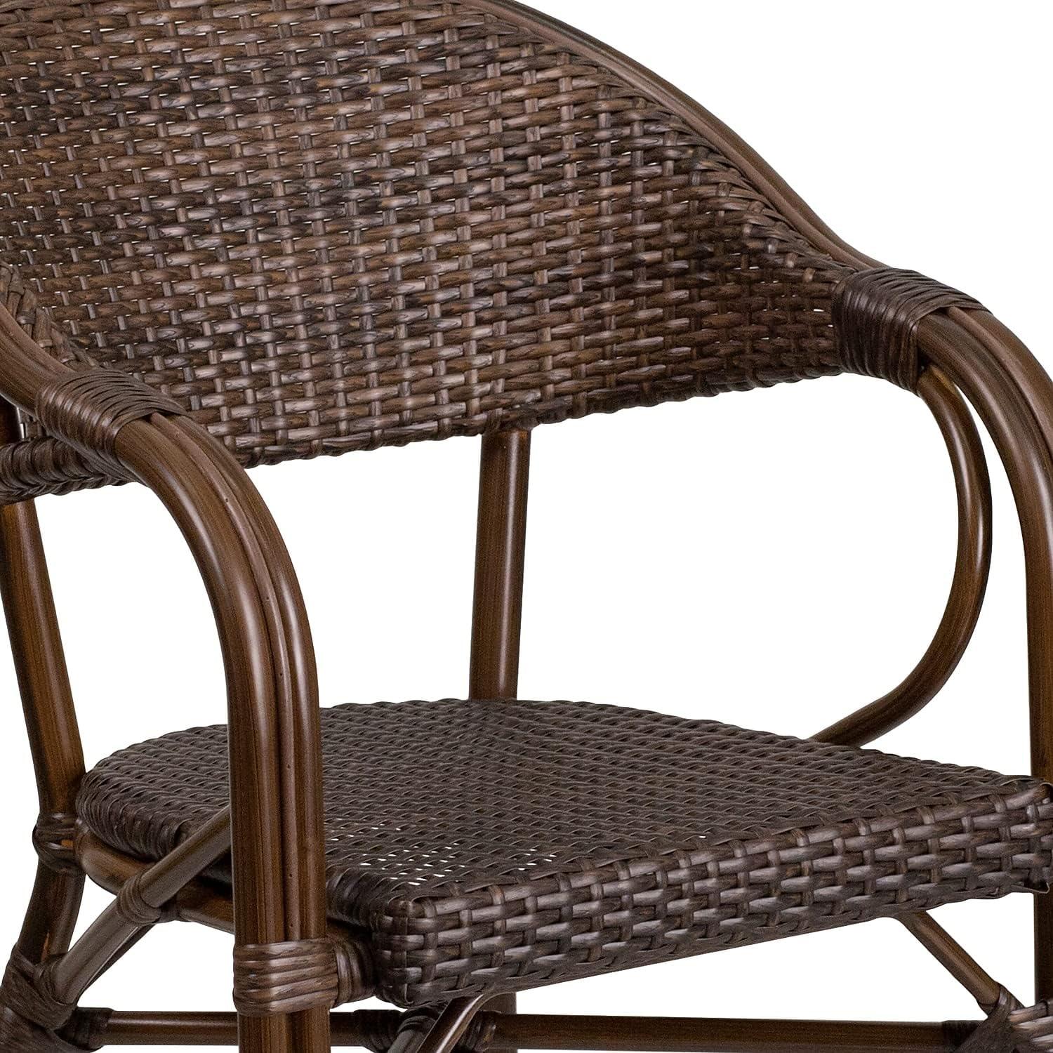imageFlash Furniture 3 Pack Milano Series Bark Brown Rattan Restaurant Patio Chair with BambooAluminum FrameCocoa RattanBambooaluminum Frame