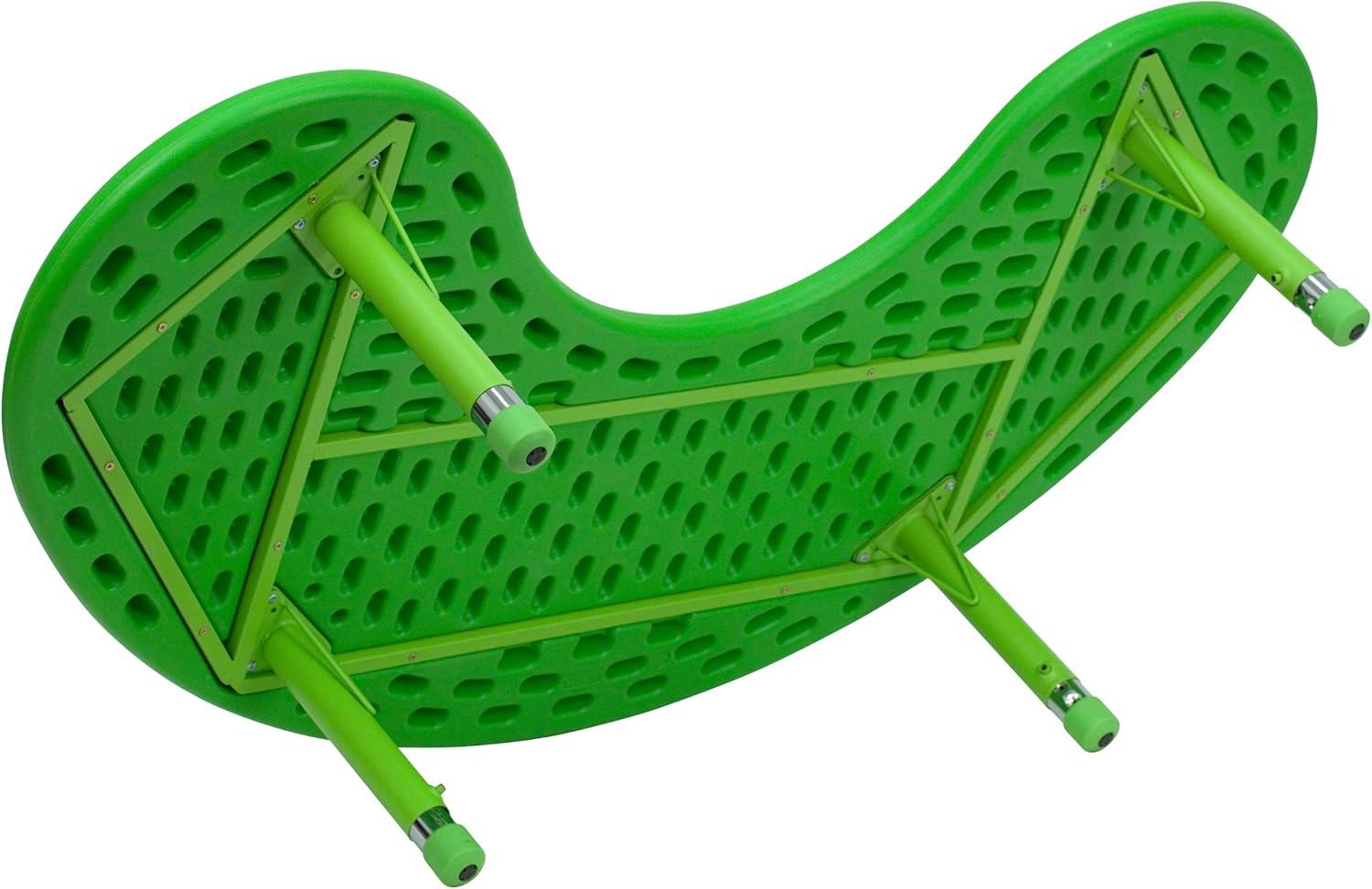 imageFlash Furniture 35W x 65L HalfMoon Blue Plastic Height Adjustable Activity TableGreen