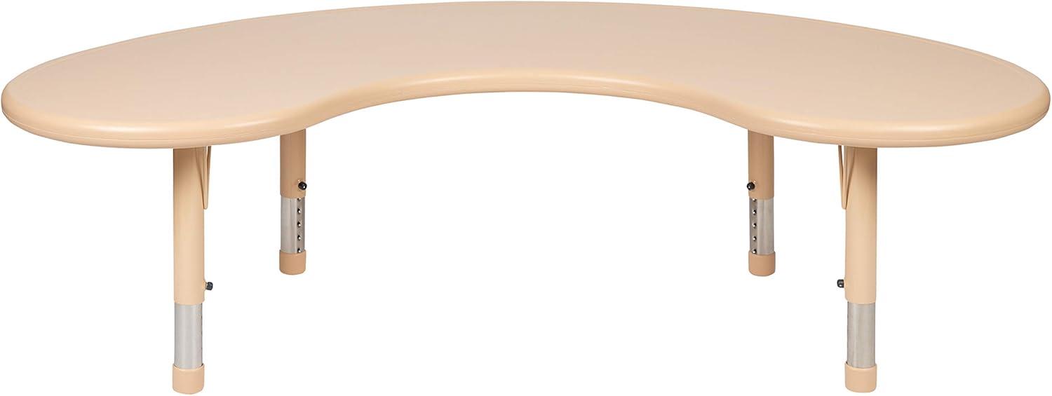 imageFlash Furniture 35W x 65L HalfMoon Blue Plastic Height Adjustable Activity TableNatural
