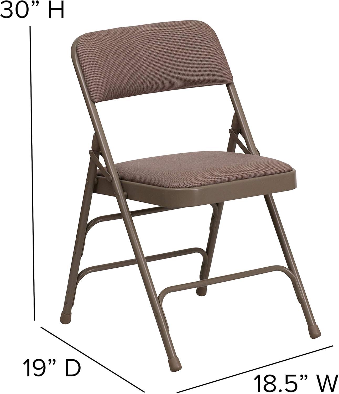 imageFlash Furniture 4 Pack HERCULES Series Curved Triple Braced ampamp Double Hinged Gray Vinyl Metal Folding ChairBeige FabricBeige Frame