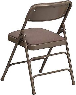 imageFlash Furniture 4 Pack HERCULES Series Curved Triple Braced ampamp Double Hinged Gray Vinyl Metal Folding ChairBeige FabricBeige Frame
