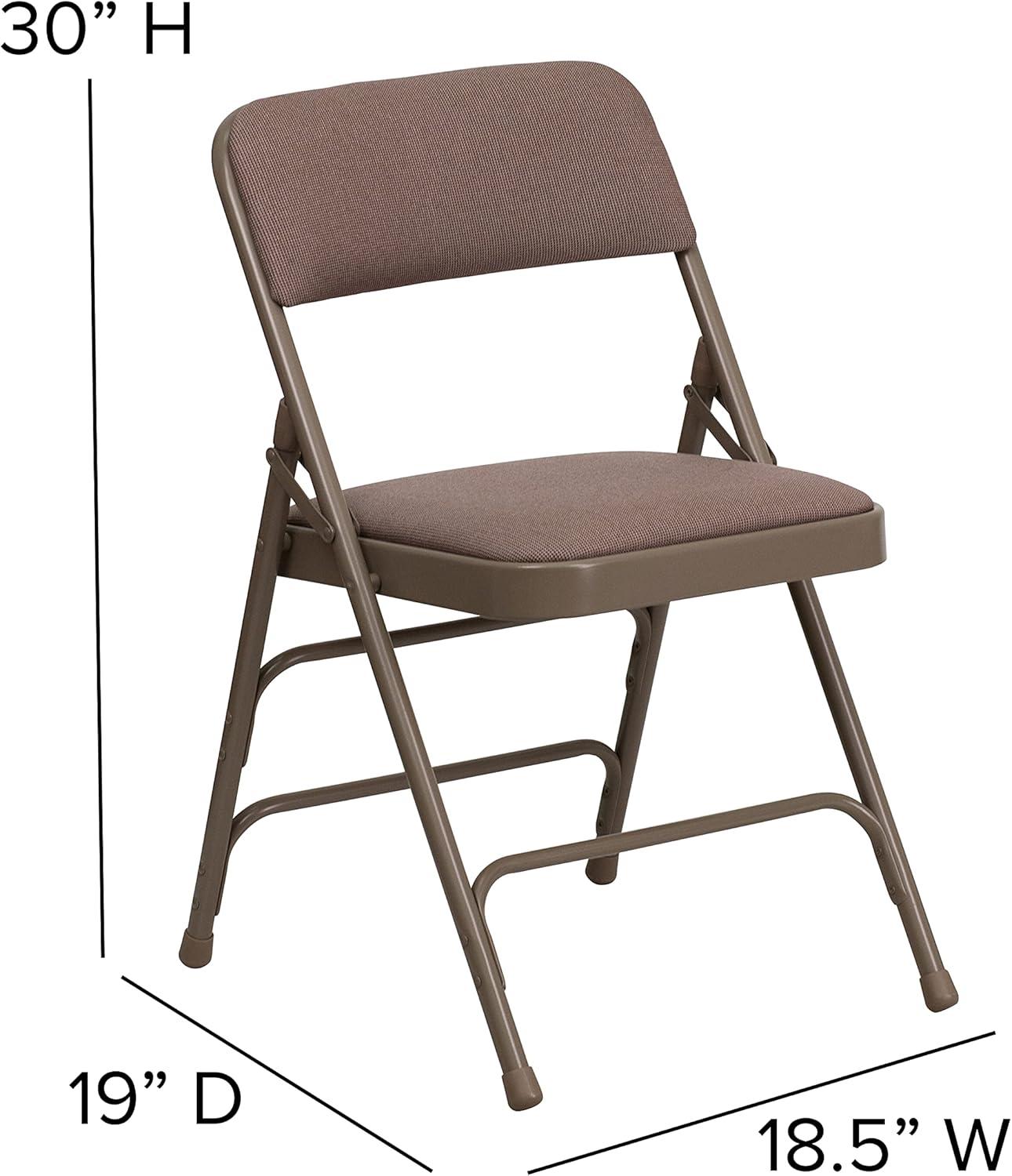 imageFlash Furniture 4 Pack HERCULES Series Curved Triple Braced ampamp Double Hinged Gray Vinyl Metal Folding ChairBeige FabricBeige Frame