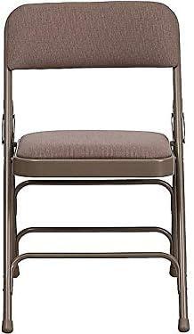 imageFlash Furniture 4 Pack HERCULES Series Curved Triple Braced ampamp Double Hinged Gray Vinyl Metal Folding ChairBeige FabricBeige Frame