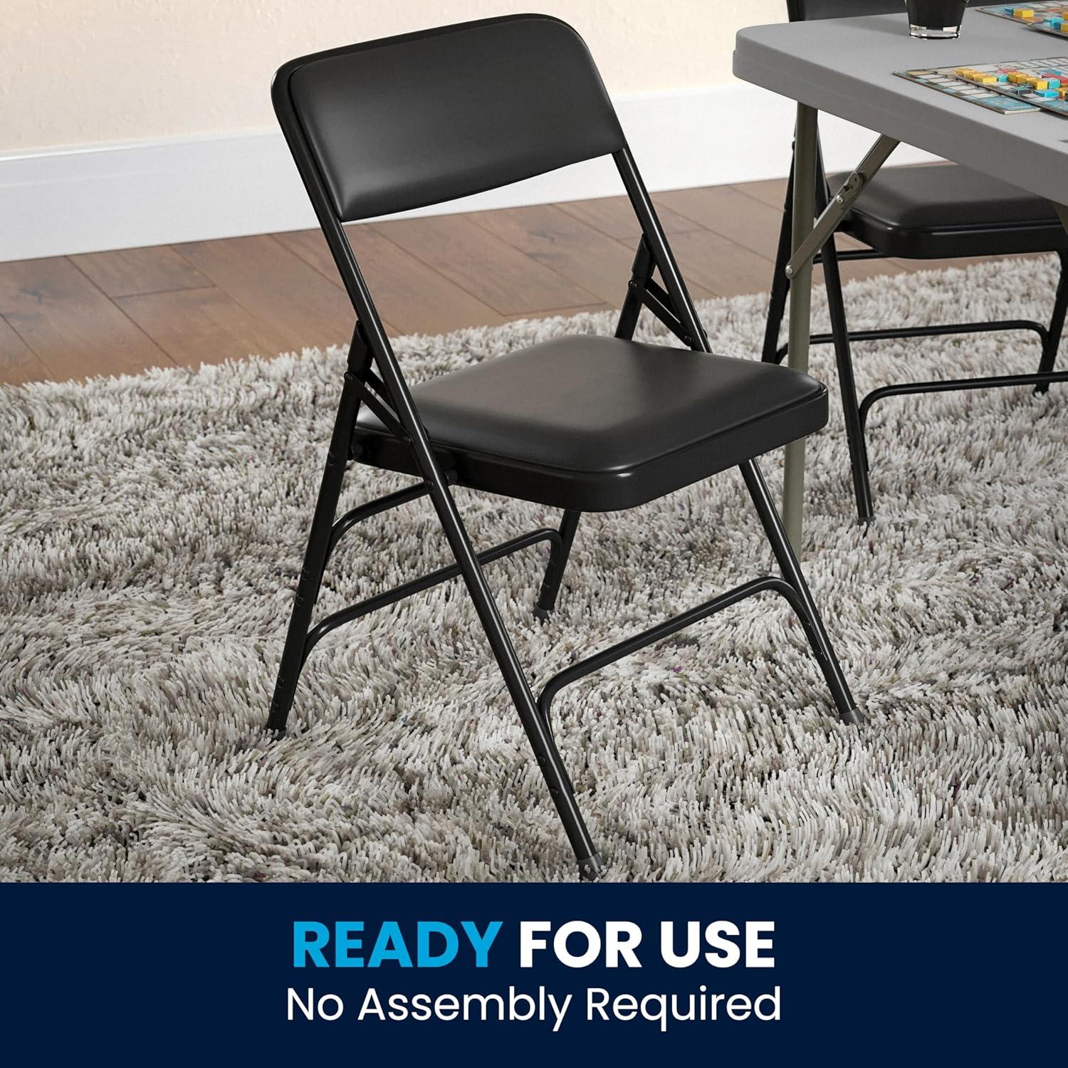 imageFlash Furniture 4 Pack HERCULES Series Curved Triple Braced ampamp Double Hinged Gray Vinyl Metal Folding ChairBlack VinylBlack Frame