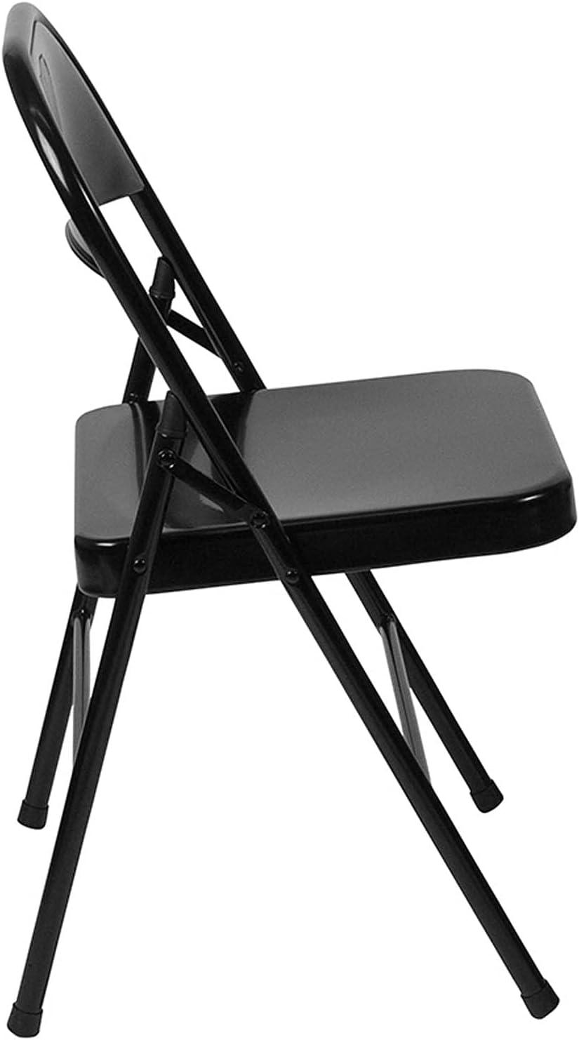 imageFlash Furniture 4 Pack HERCULES Series Double Braced Red Metal Folding ChairBlack