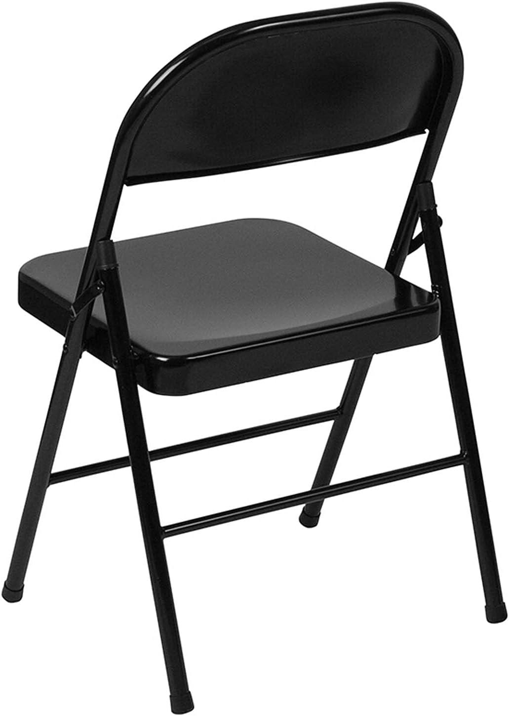imageFlash Furniture 4 Pack HERCULES Series Double Braced Red Metal Folding ChairBlack