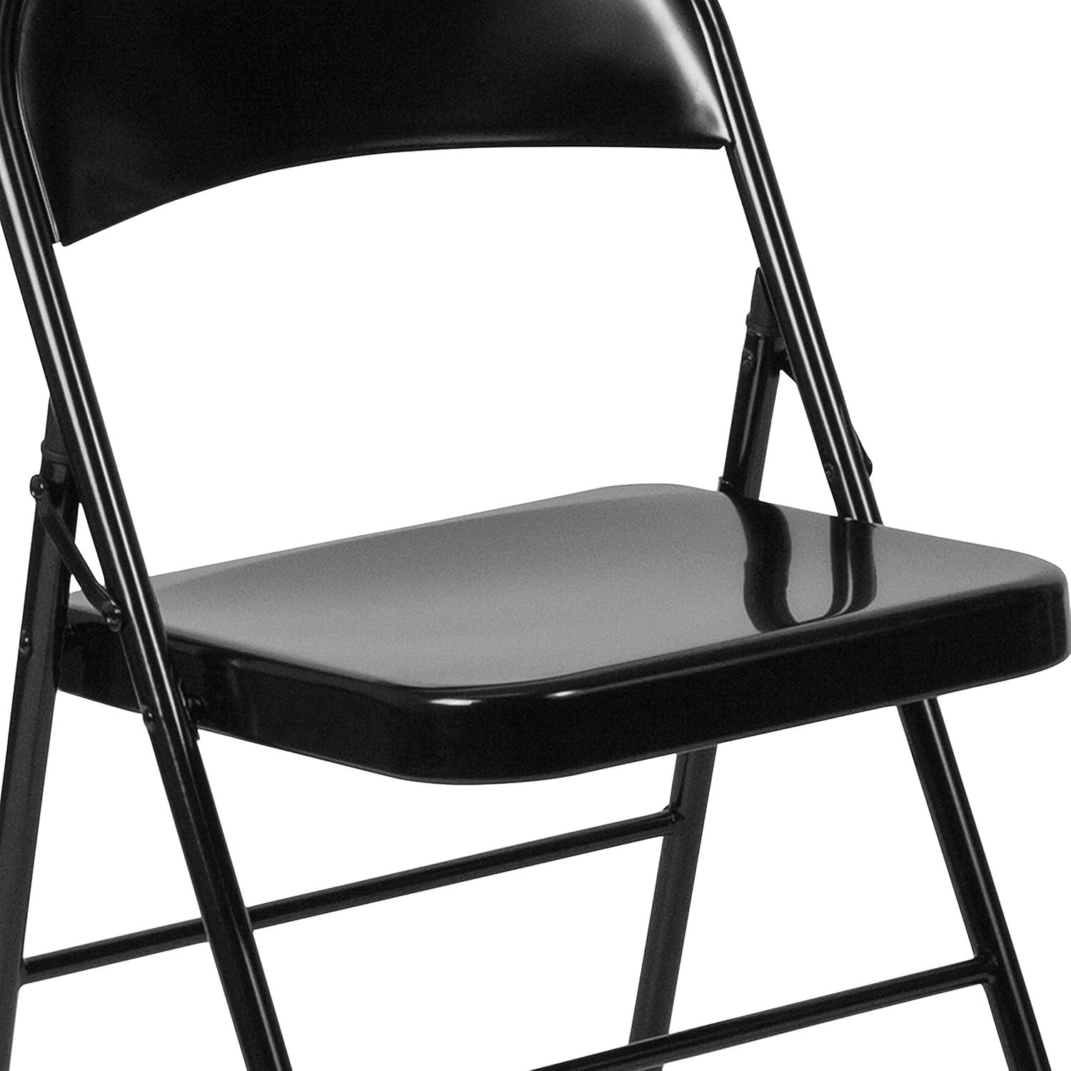 imageFlash Furniture 4 Pack HERCULES Series Double Braced Red Metal Folding ChairBlack