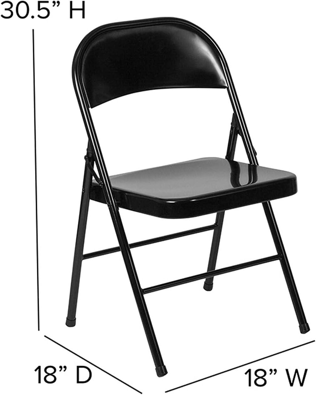 imageFlash Furniture 4 Pack HERCULES Series Double Braced Red Metal Folding ChairBlack