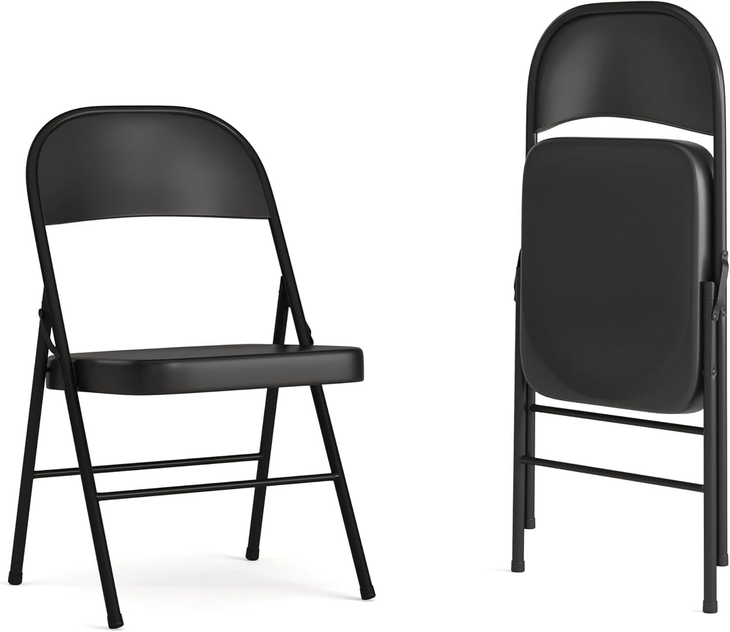 imageFlash Furniture 4 Pack HERCULES Series Double Braced Red Metal Folding ChairBlack