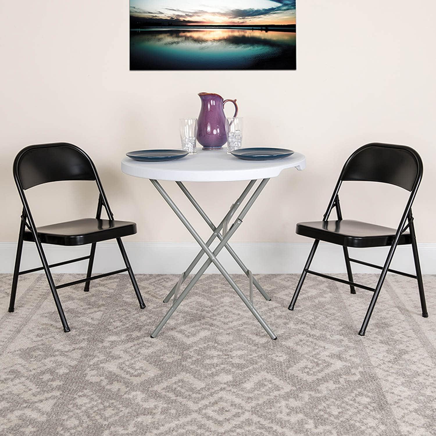 imageFlash Furniture 4 Pack HERCULES Series Double Braced Red Metal Folding ChairBlack