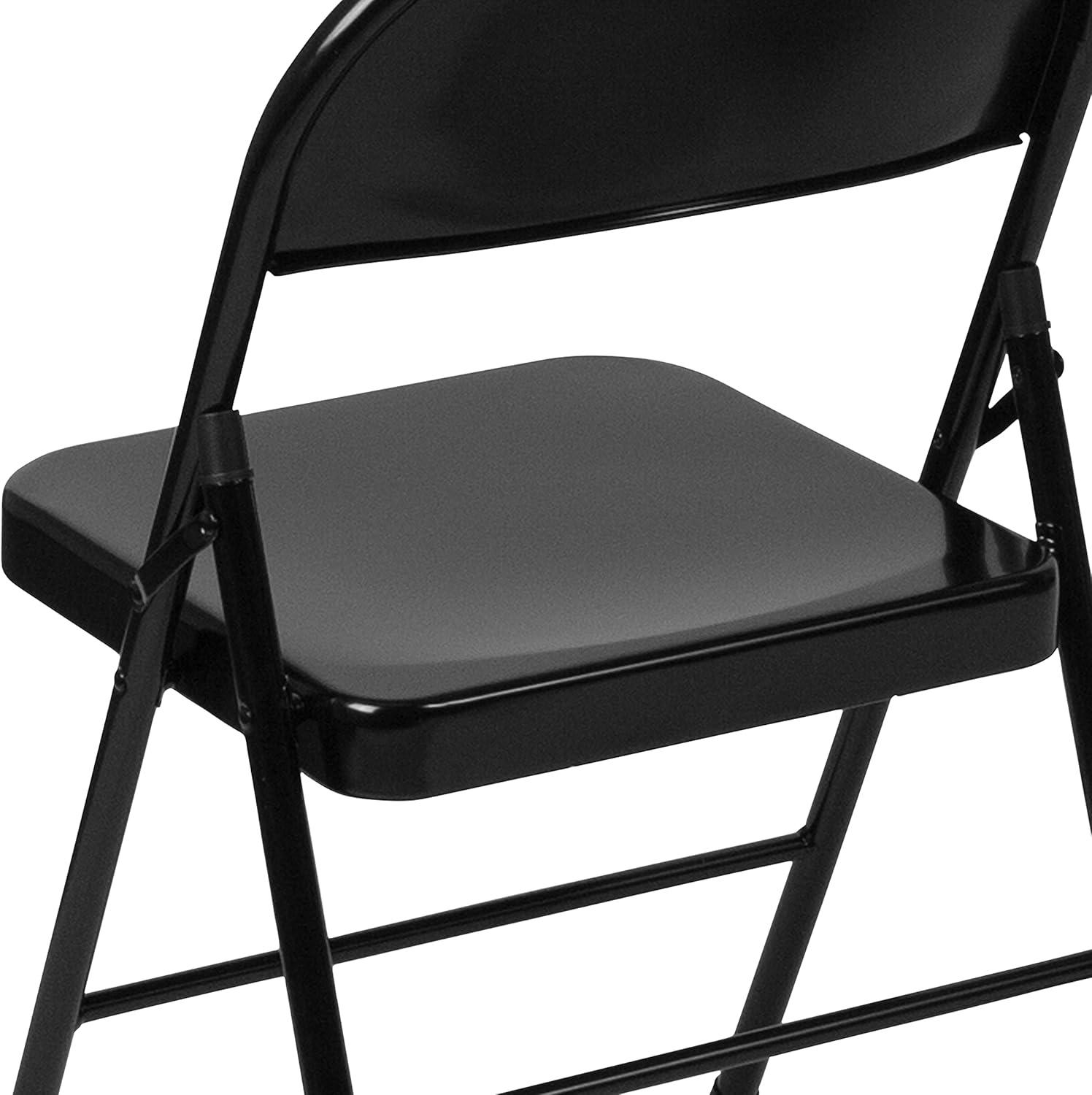 imageFlash Furniture 4 Pack HERCULES Series Double Braced Red Metal Folding ChairBlack