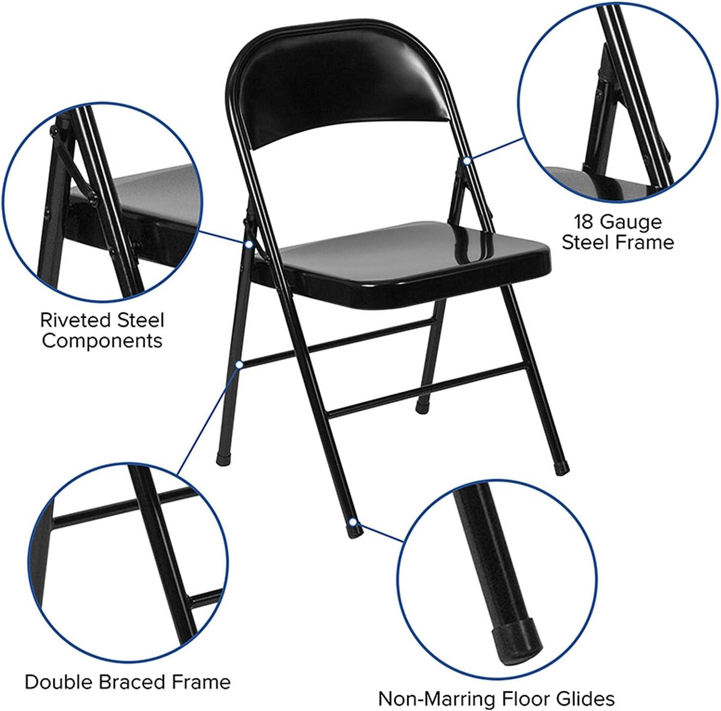 imageFlash Furniture 4 Pack HERCULES Series Double Braced Red Metal Folding ChairBlack