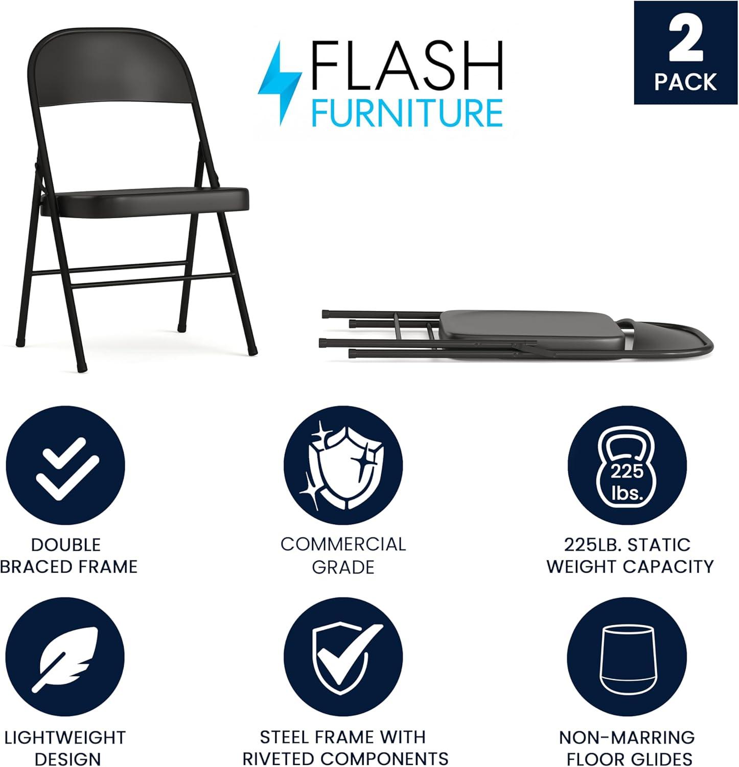 imageFlash Furniture 4 Pack HERCULES Series Double Braced Red Metal Folding ChairBlack