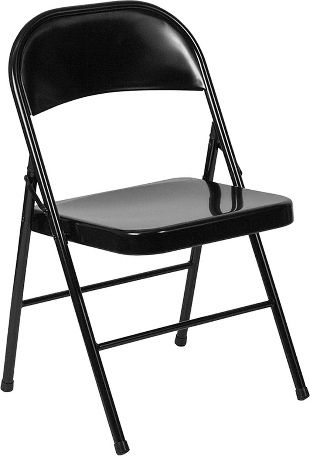 imageFlash Furniture 4 Pack HERCULES Series Double Braced Red Metal Folding ChairBlack