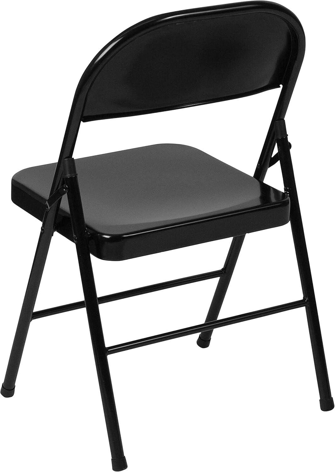 imageFlash Furniture 4 Pack HERCULES Series Double Braced Red Metal Folding ChairBlack