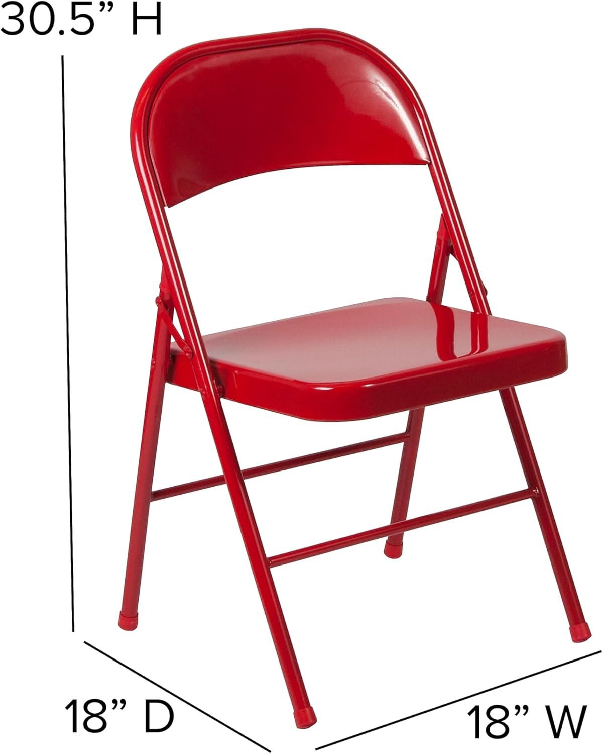 imageFlash Furniture 4 Pack HERCULES Series Double Braced Red Metal Folding ChairRed