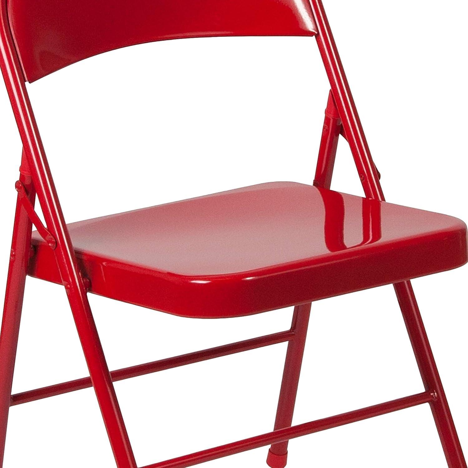 imageFlash Furniture 4 Pack HERCULES Series Double Braced Red Metal Folding ChairRed