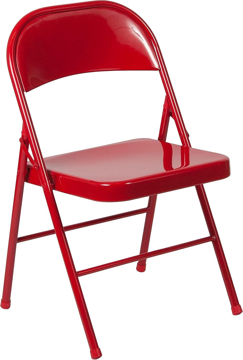 imageFlash Furniture 4 Pack HERCULES Series Double Braced Red Metal Folding ChairRed