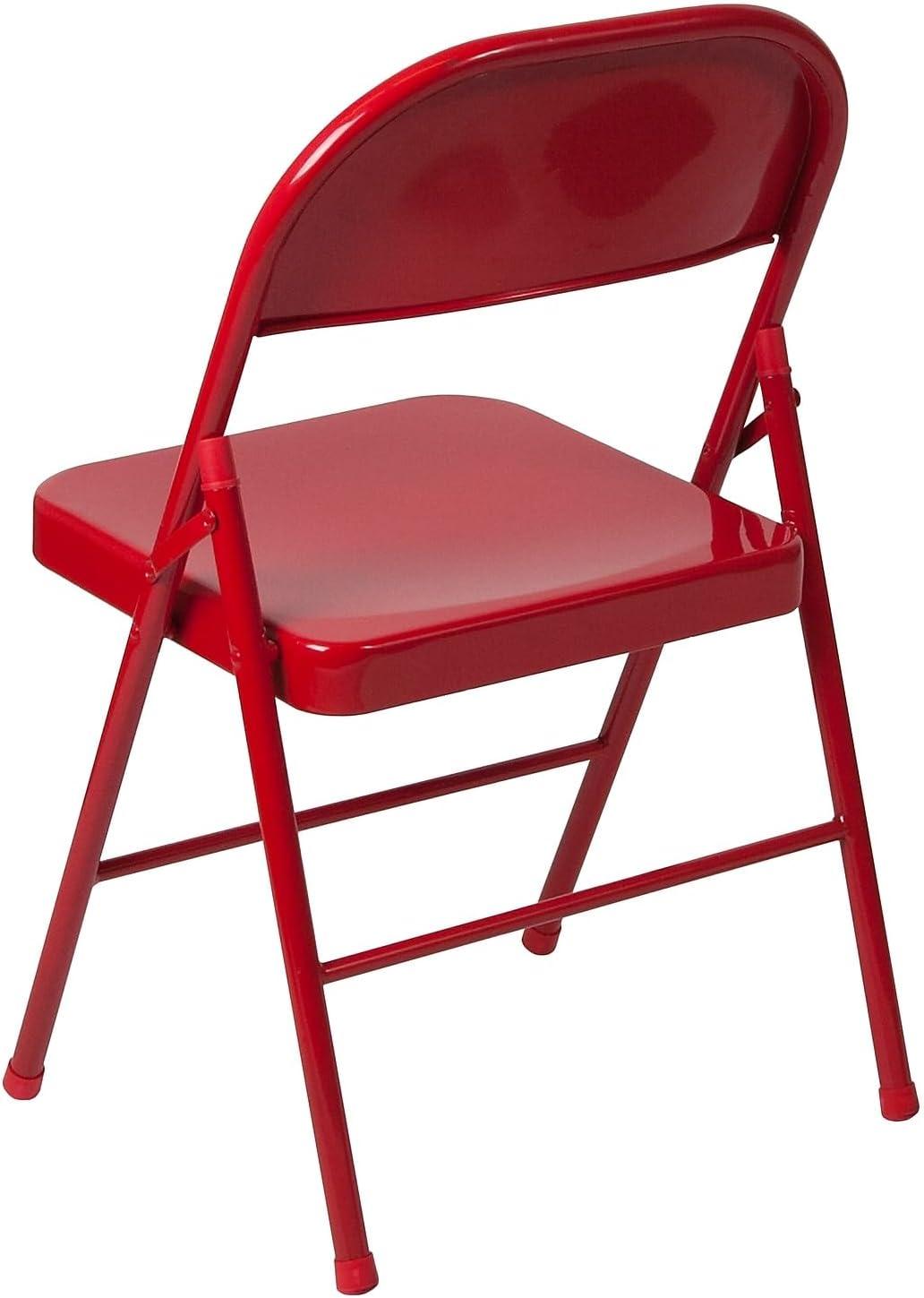 imageFlash Furniture 4 Pack HERCULES Series Double Braced Red Metal Folding ChairRed
