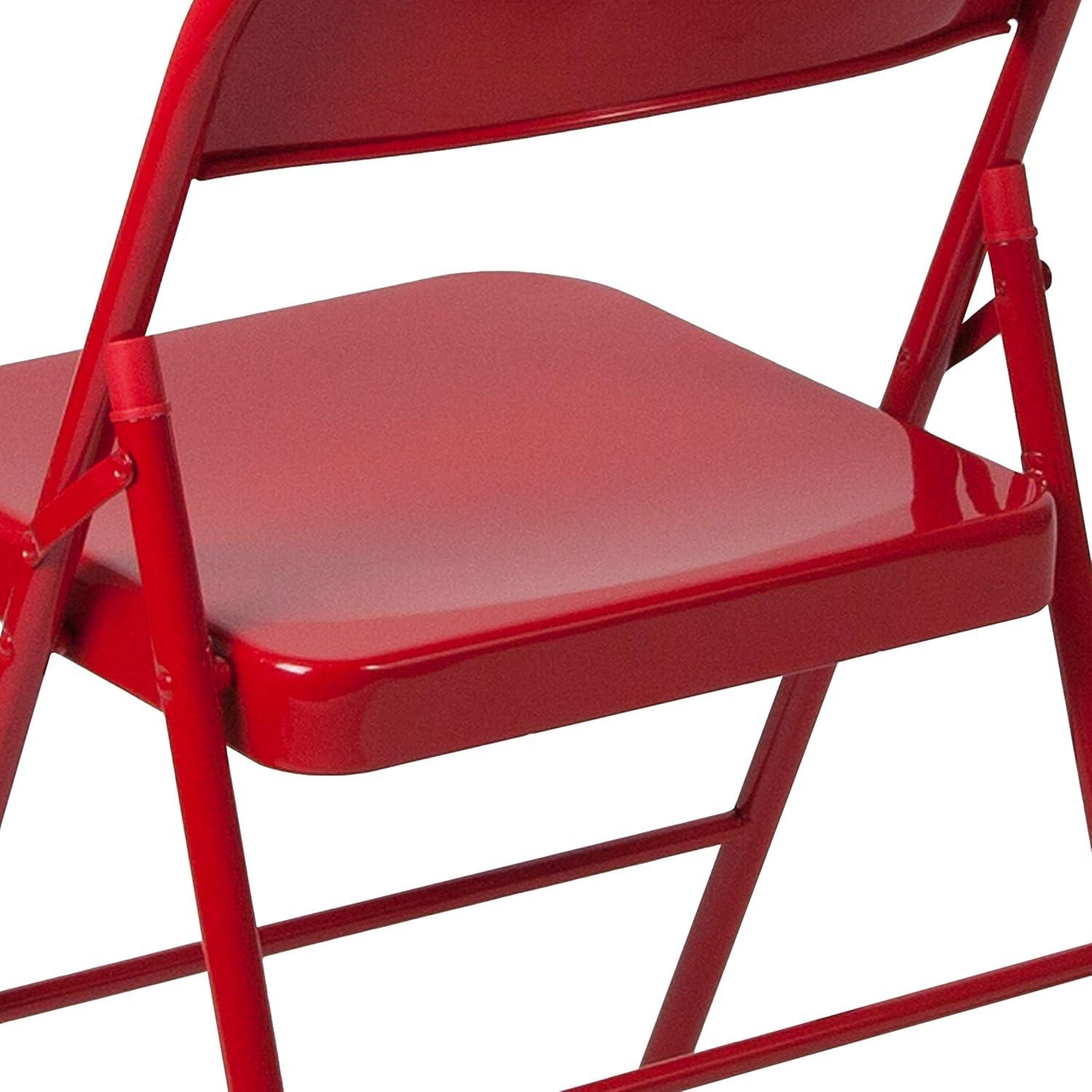 imageFlash Furniture 4 Pack HERCULES Series Double Braced Red Metal Folding ChairRed