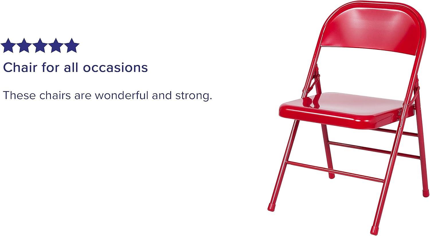 imageFlash Furniture 4 Pack HERCULES Series Double Braced Red Metal Folding ChairRed