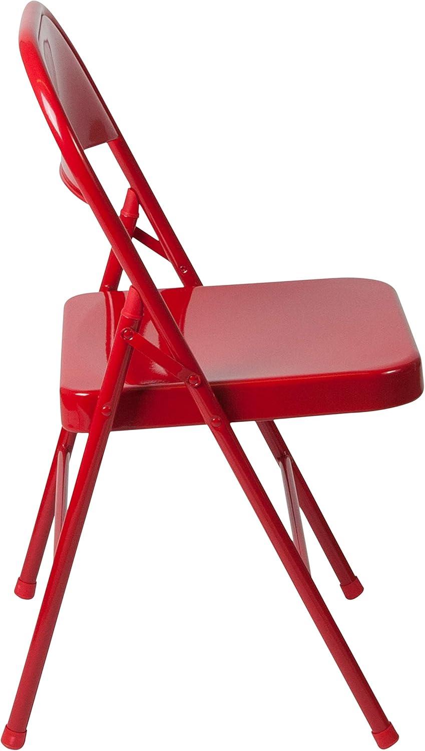 imageFlash Furniture 4 Pack HERCULES Series Double Braced Red Metal Folding ChairRed