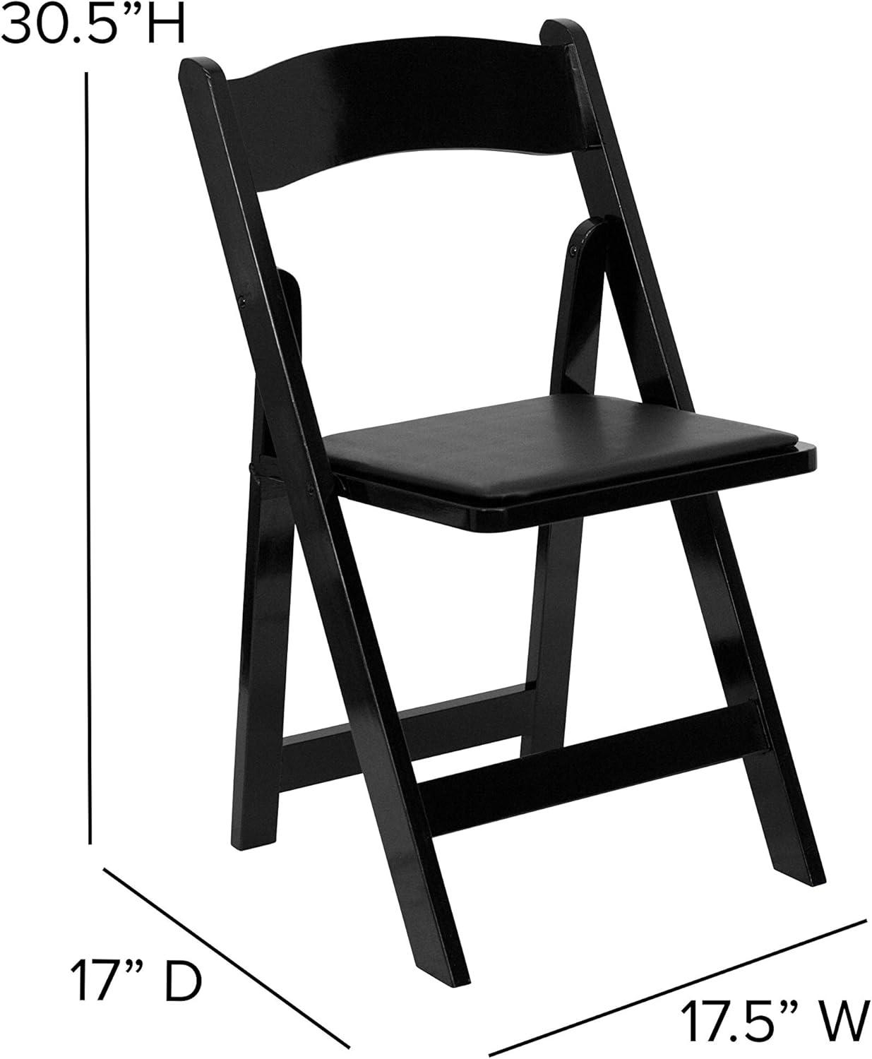 imageFlash Furniture 4 Pack HERCULES Series Fruitwood Wood Folding Chair with Vinyl Padded SeatBlack