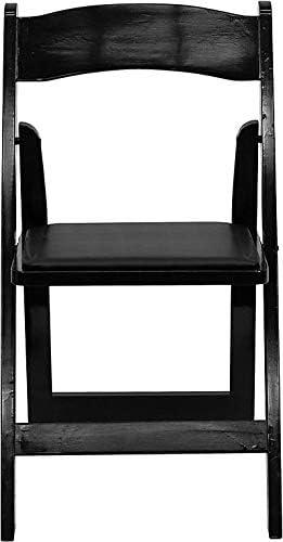 imageFlash Furniture 4 Pack HERCULES Series Fruitwood Wood Folding Chair with Vinyl Padded SeatBlack