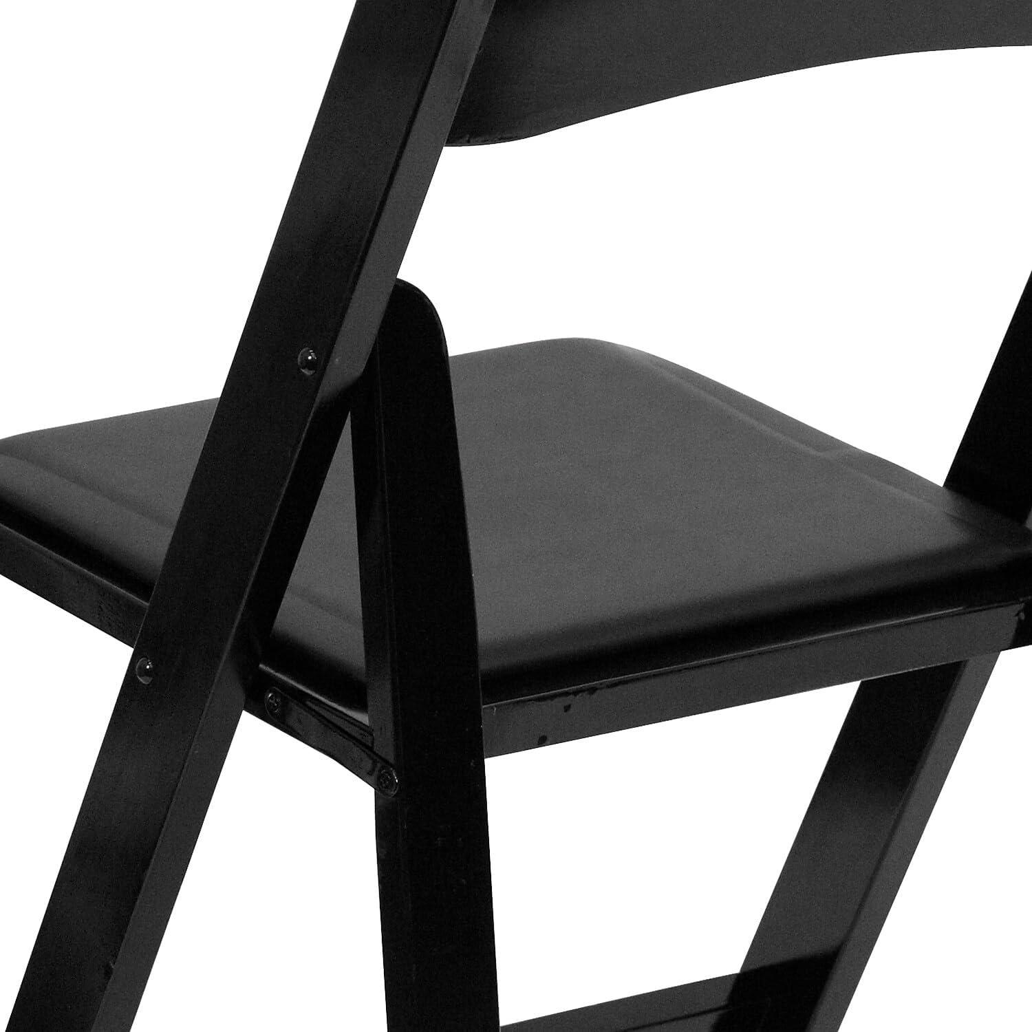 imageFlash Furniture 4 Pack HERCULES Series Fruitwood Wood Folding Chair with Vinyl Padded SeatBlack