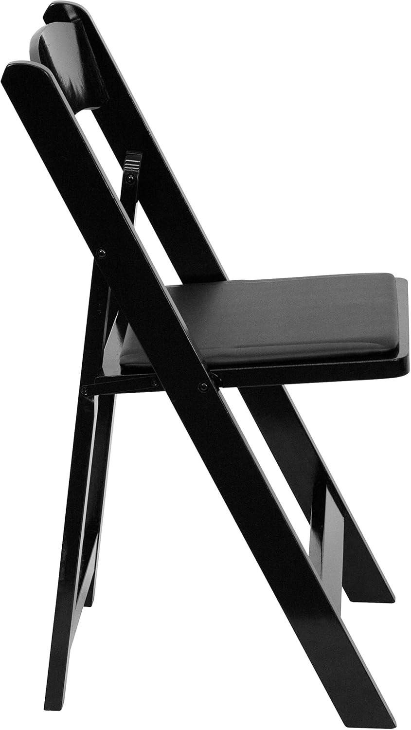 imageFlash Furniture 4 Pack HERCULES Series Fruitwood Wood Folding Chair with Vinyl Padded SeatBlack
