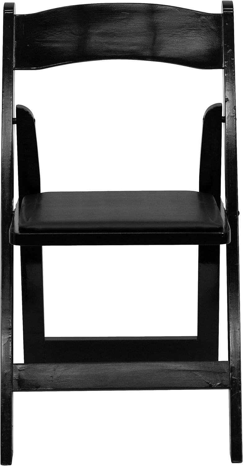 imageFlash Furniture 4 Pack HERCULES Series Fruitwood Wood Folding Chair with Vinyl Padded SeatBlack