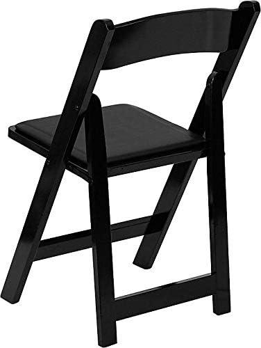 imageFlash Furniture 4 Pack HERCULES Series Fruitwood Wood Folding Chair with Vinyl Padded SeatBlack
