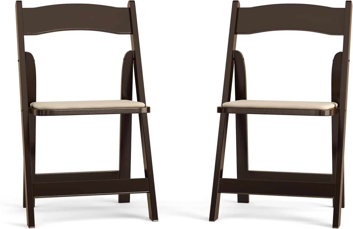 imageFlash Furniture 4 Pack HERCULES Series Fruitwood Wood Folding Chair with Vinyl Padded SeatFruitwood