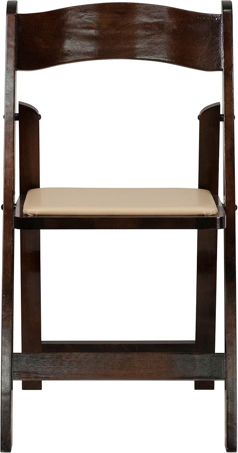imageFlash Furniture 4 Pack HERCULES Series Fruitwood Wood Folding Chair with Vinyl Padded SeatFruitwood