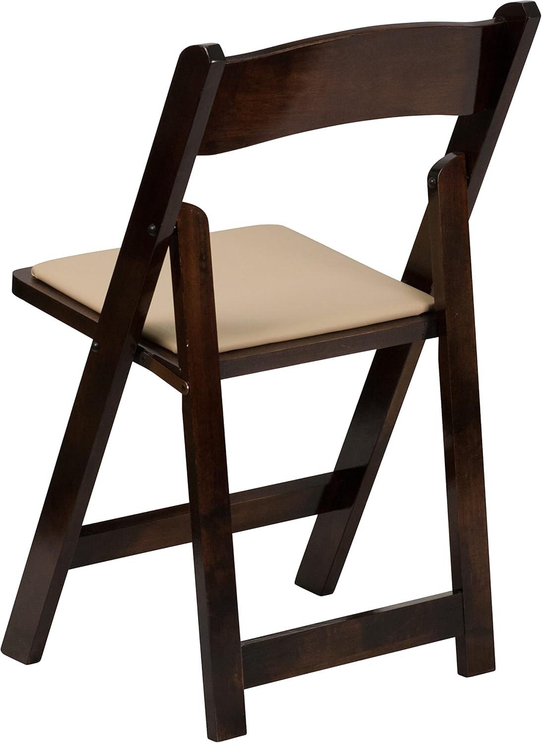 imageFlash Furniture 4 Pack HERCULES Series Fruitwood Wood Folding Chair with Vinyl Padded SeatFruitwood