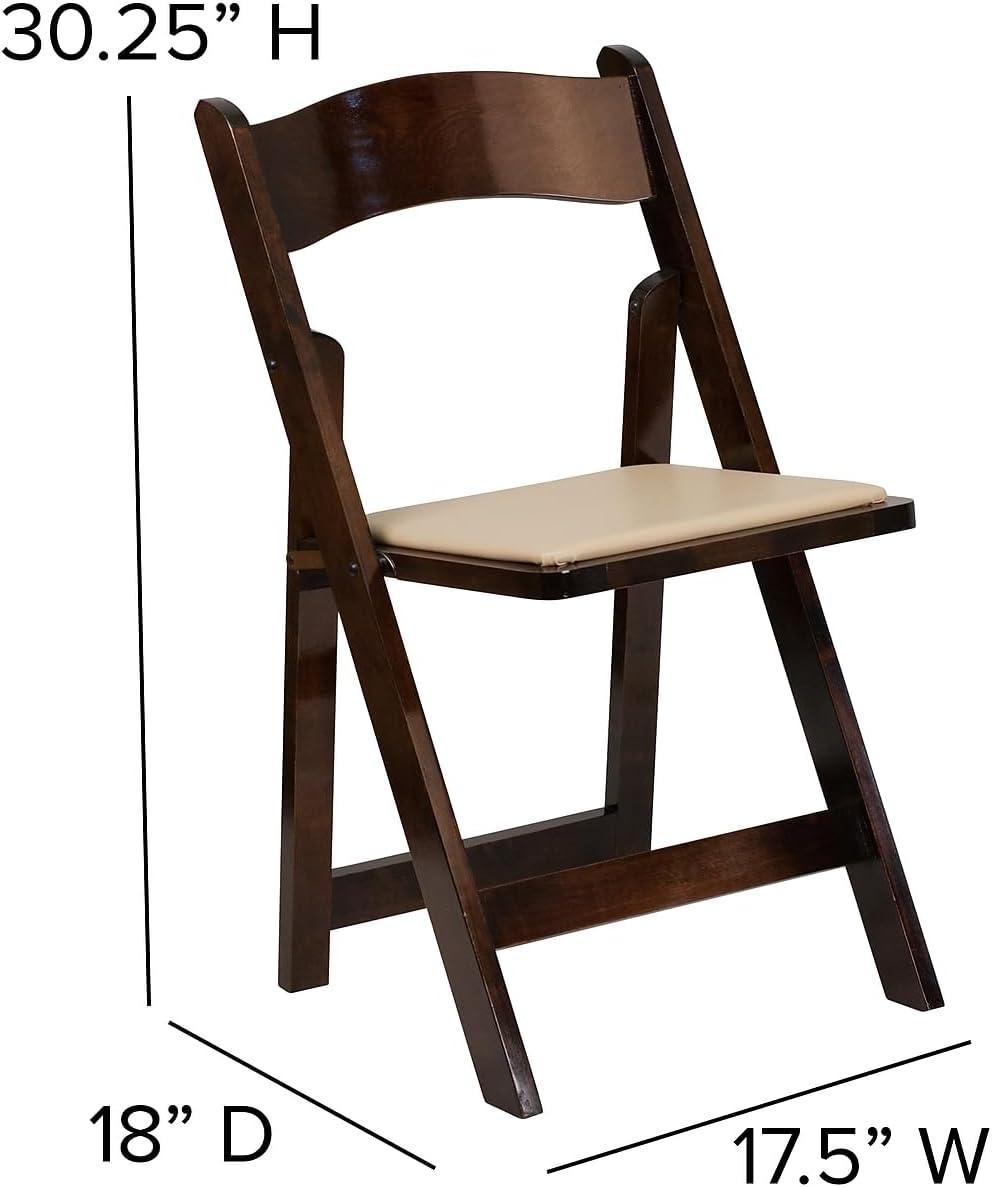 imageFlash Furniture 4 Pack HERCULES Series Fruitwood Wood Folding Chair with Vinyl Padded SeatFruitwood