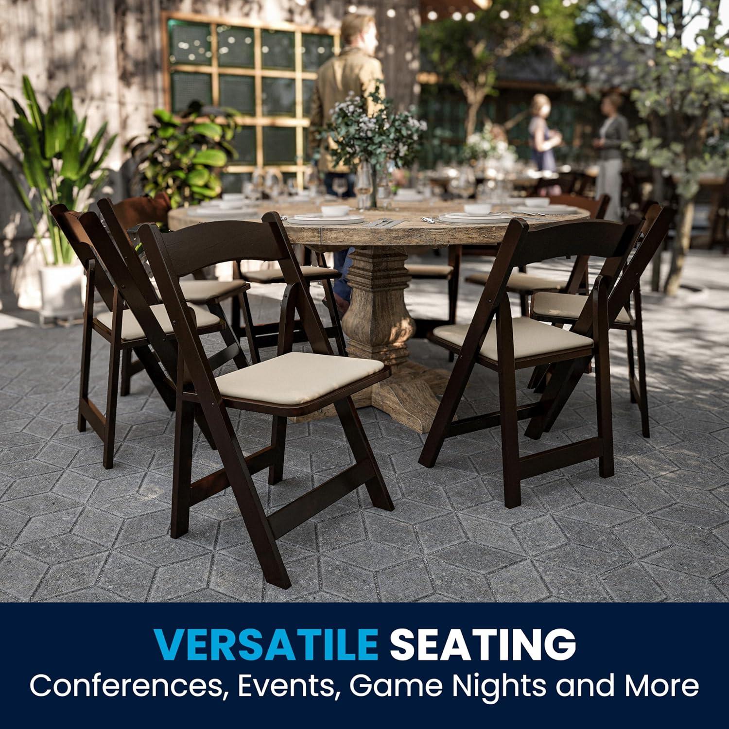 imageFlash Furniture 4 Pack HERCULES Series Fruitwood Wood Folding Chair with Vinyl Padded SeatFruitwood