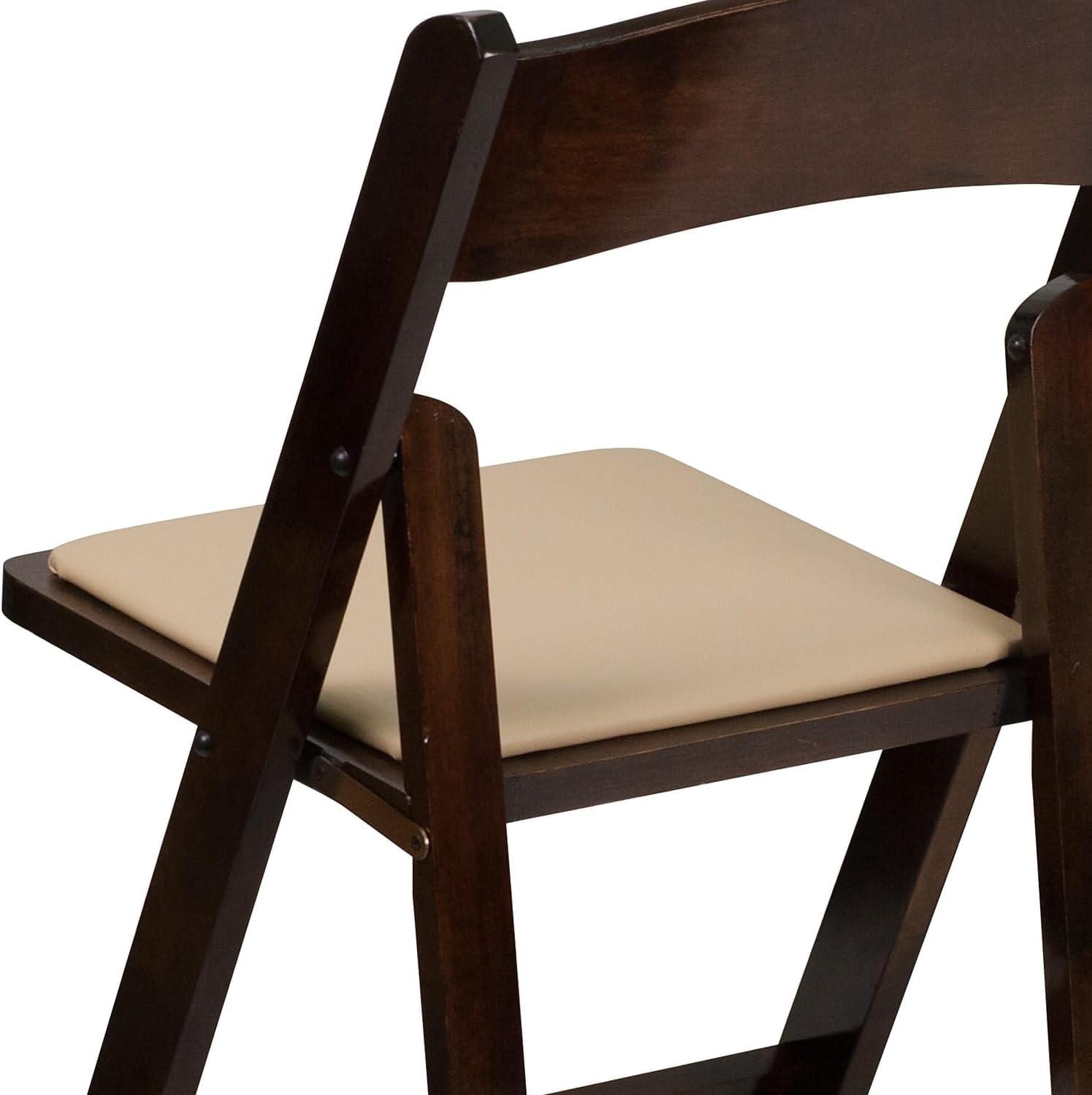 imageFlash Furniture 4 Pack HERCULES Series Fruitwood Wood Folding Chair with Vinyl Padded SeatFruitwood