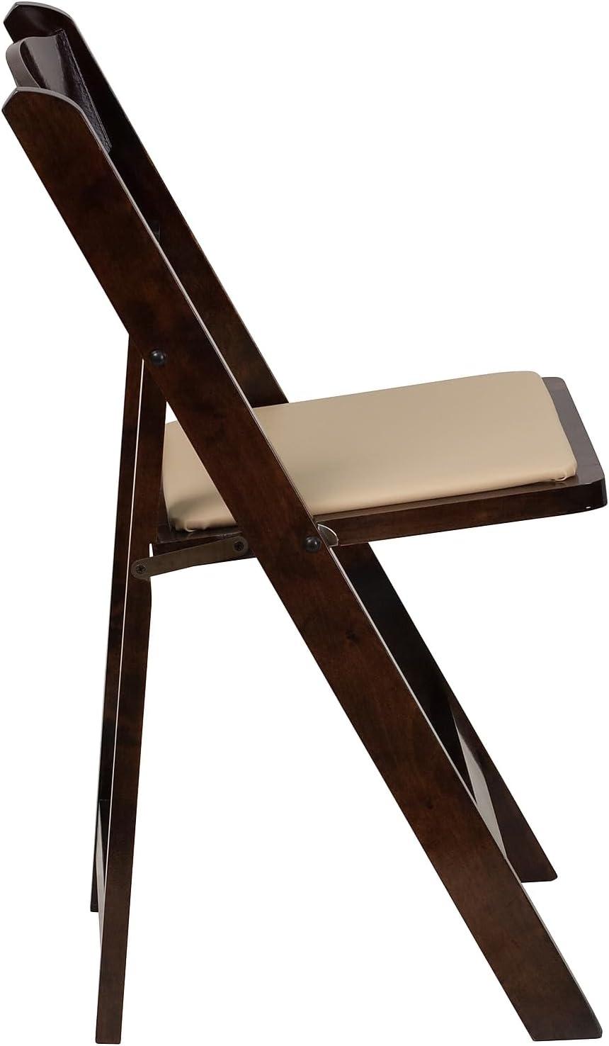 imageFlash Furniture 4 Pack HERCULES Series Fruitwood Wood Folding Chair with Vinyl Padded SeatFruitwood