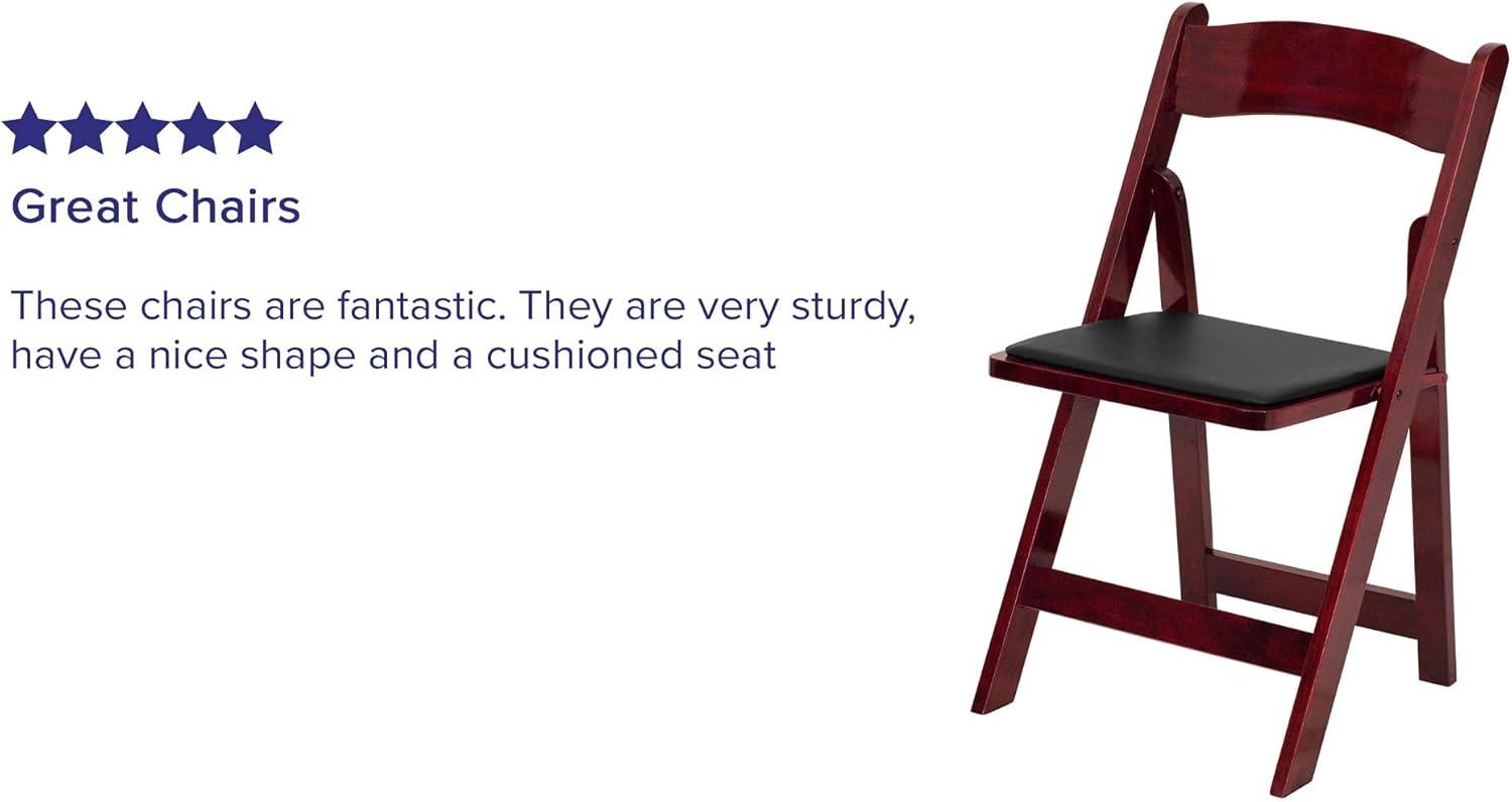 imageFlash Furniture 4 Pack HERCULES Series Fruitwood Wood Folding Chair with Vinyl Padded SeatMahogany